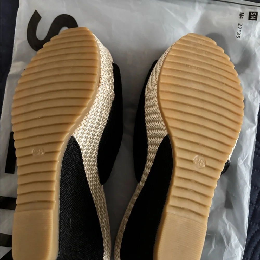 Black Wedge Sandals NWOT